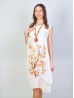Layered Solid Shift Dress With Cherry Blossom Print